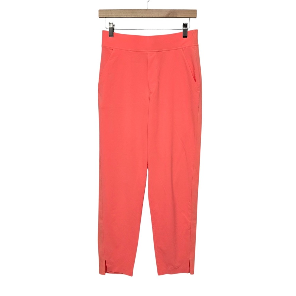 Athleta Brooklyn Ankle Pant Coral Pink Tapered Leg Slit Hem Size 4